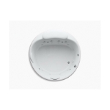 Kohler® 1394-H2-0 Bathtub with Heater, RiverBath®, Chromatherapy/RiverBath Whirlpool, Round Shape, 66 in L x 66 in W, Center Drain, White