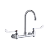 Elkay® LK940GN05T6H Scrub/Handwash Faucet, 1.5 gpm Flow Rate, 8 in Center, Gooseneck Spout, Polished Chrome, 2 Handles