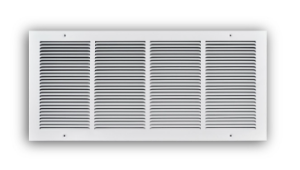 TRUaire™ 1-Way Stamped Face Return Air Grille, 24 in W x 10 in H x 1/3 in THK, 103 to 239 cfm, Steel, White Powder Coated
