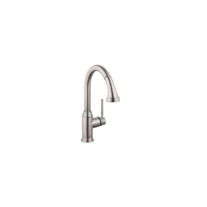 Hansgrohe 04215800 Talis C Pull Down Kitchen Faucet, 1.75 gpm Flow Rate, Steel Optik, 1 Handle, 1 Faucet Hole, Function: Traditional, Residential
