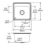 Elkay® DLR1919101 Lustertone™ Classic Laundry Sink, Rectangle Shape, 19-1/2 in W x 10-1/8 in D x 19 in H, Top Mounting, Stainless Steel