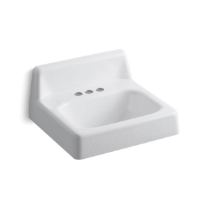 Kohler® 2861-0 Hudson™ 19 in Rectangular Wall-Mount Bathroom Sink, White