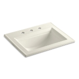 Memoirs® Elegant Self-Rimming Bathroom Sink With Overflow, Rectangular, 8 in Faucet Hole Spacing, 22-3/4 in W x 18 in D x 8-7/8 in H, Drop-In Mount, Vitreous China, Biscuit