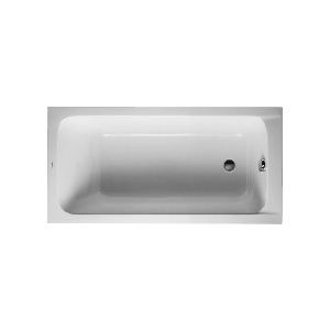 DURAVIT 700095000000090 D-Code Bathtub With One Backrest Slope, Soaking, Rectangle Shape, 59 in L x 29-1/2 in W, Right Drain, White