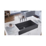 Elkay® ELXUFP3620CH0 Quartz Luxe Traditional Farmhouse Apron Front Kitchen Sink, Rectangle Shape, 20.9075 in W x 10.3259 in H, Quartz, Charcoal