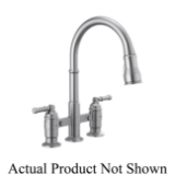 DELTA® 2390L-AR-DST Broderick™ Pulldown Bridge Kitchen Faucet, 1.8 gpm Flow Rate, Arctic™ Stainless, 2 Handles, 3 Faucet Holes, Function: Traditional, Commercial/Residential