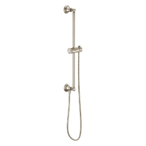 Brizo® 74795-BN Essential™ Shower Series Classic Round Universal Wall Slide Bar With Adjustable Slide, 26-1/2 in L Bar, 4-3/8 in OAD, Brushed Nickel