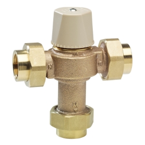 WATTS® 0559116 LFMMV Thermostatic Mixing Valve, 1/2 in Nominal, Threaded Union End Style, 150 psi Pressure, 0.5 to 20 gpm Flow, Cast Copper Silicon Alloy Body