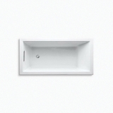 Kohler® 1121-95 Underscore® Bathtub, Soaking, Rectangle Shape, 60 in L x 30 in W, End Drain, Ice Grey