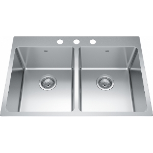 Kindred BDL2131-9-3N Brookmore 31-in LR x 20.9-in FB x 9-in DP Drop-In Double Bowl Stainless Steel Sink