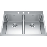 Kindred BDL2131-9-3N Brookmore 31-in LR x 20.9-in FB x 9-in DP Drop-In Double Bowl Stainless Steel Sink