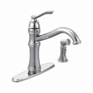 Moen® 7245C Kitchen Faucet, Belfield™, 1.5 gpm Flow Rate, 8 in Center, Fixed Spout, Polished Chrome, 1 Handle