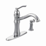 Moen® 7245C Kitchen Faucet, Belfield™, 1.5 gpm Flow Rate, 8 in Center, Fixed Spout, Chrome, 1 Handle