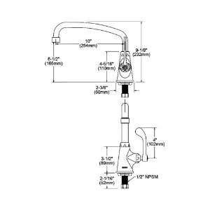 Elkay® LK500HA10T4 Classroom Faucet, 1.5 gpm Flow Rate, Arc Tube Spout, Polished Chrome, 1 Handle