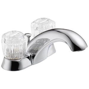 DELTA® 2522LF Classic Centerset Lavatory Faucet, Chrome, 2 Handles, Polypropylene Pop-Up Drain, 1.2 gpm Flow Rate