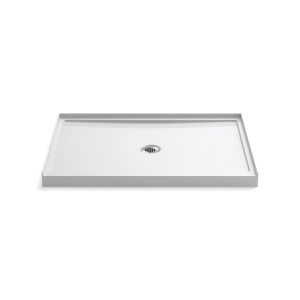 Kohler® 8461-0 Rely® 1-Piece Single Threshold Shower Base, White, Center Drain, 48 in L x 34 in W x 4-3/16 in D