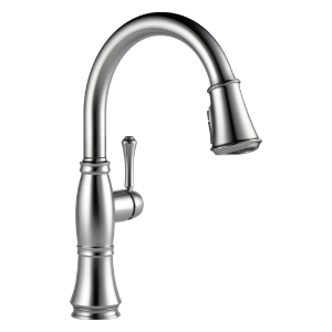 DELTA® 9197-AR-PR-DST Cassidy® Pull-Down Kitchen Faucet, 1.8 gpm at 60 psi Flow Rate, Lumicoat® Arctic Stainless, 1 Handle, 1/3 Faucet Holes