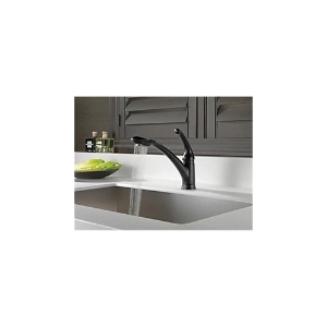 DELTA® 470-BL-DST Signature™ Kitchen Faucet, 1.8 gpm Flow Rate, 120 deg Swivel Spout, Matte Black, 1 Handle, 1/3 Faucet Holes