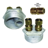 Beckett® 14468 3-Way Tap Duplex Tank Bushing with Slip-Thru Male Compression Fittings, 2 in Nominal, MNPT, Cast Iron