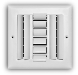 TRUaire™ A304M06X06 6" x 6" 4-Way White Aluminum Adjustable Curved Blade Wall/Ceiling Register, White