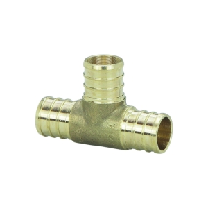 Viega 46433 PureFlow® Tee, 3/4 x 1/2 x 1/2 in, Crimp, Brass