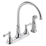 DELTA® 2497LF Cassidy® Kitchen Faucet With Spray, 1.8 gpm Flow Rate, 8 in Center, Swivel Spout, Chrome, 2 Handles