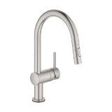 GROHE 31359DC2 31359_2 Minta® Pull-Down Kitchen Faucet with Touch Technology, 1.75 gpm Flow Rate, Supersteel, 1 Handle, 1 Faucet Hole, Residential