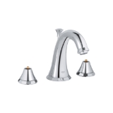 GROHE 2012400A Widespread Bathroom Basin Mixer, Kensington®, 1.2 gpm Flow Rate, 4-1/8 in H Spout, 5-1/2 to 17-3/4 in Center, StarLight® Polished Chrome, 2 Handles, Pop-Up Drain