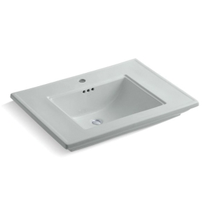 Memoirs® Stately Design Elegant Bathroom Sink With Overflow, Rectangular, 30 in W x 21-3/4 in D x 8-5/8 in H, Countertop/Drop-In/Pedestalt, Fireclay, Ice Gray™