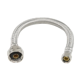 PlumbShop® PLS1-12DLM F PLS1-DLM Flexible Toilet Connector with Metal Nut, 3/8 x 7/8 in Nominal, Compression x Ballcock End Style, 12 in L, 125 psi Working, Reinforced PVC/Braided Stainless Steel