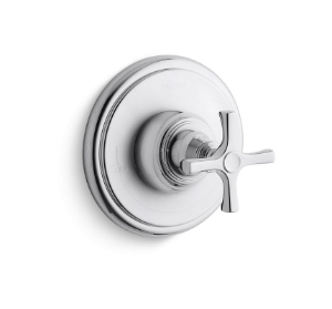 KALLISTA® P24622-CR-CP Bellis® Cross Handle Thermostatic Valve Trim - Less Rough in Valve Trim Only, Polished Chrome