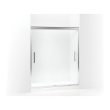 Sterling® 547808-59S-G05 Sliding Shower Door with CleanCoat® Technology, Finesse® Peak®, Frameless Frame, Tempered Glass, Silver with Smooth/Clear Glass Texture, 5/16 in THK Glass, 66-3/16 in H Opening, 56-5/8 to 59-5/8 in W Opening