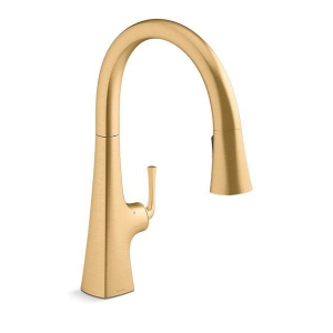 Kohler® 22068-2MB K-Graze® Pull-Down Kitchen Sink Faucet, 1.5 gpm Flow Rate, Vibrant® Moderne Polished Brass, 1 Handle, 1 Faucet Hole, Touchless, Vibrant® Brushed Moderne Brass