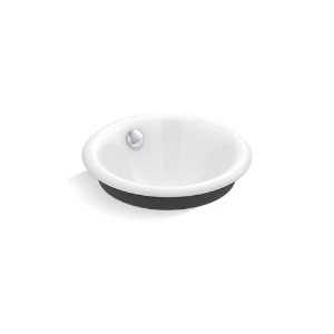 Kohler® 20211-P5-0 Iron Plains® Bathroom Sink With Overflow Drain and Iron Gate Painted Underside, Round Shape, 12 in W x 12 in D x 6-5/16 in H, Vessel/Drop-In/Under Mount, Enameled Cast Iron, White