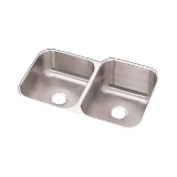 Elkay® DCFU312010L Kitchen Sink, Dayton®, Soft Satin, 14 in Left, 13-1/2 in Right L x 15-3/4 in Left, 18 in Right W x 8 in Left, 10 in Right D Bowl, 31-3/4 in L x 20-1/2 in W x 10 in H, Under Mount, 18 ga 304 Stainless Steel