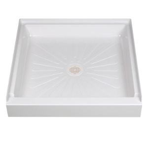 ELM® 3232M Square Single Threshold Shower Floor, DuraBase®, White, 32 in L x 32 in W
