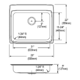 Elkay® LRAD2522503 Lustertone™ Classic Kitchen Sink, Rectangle Shape, 21 in L x 15-3/4 in W Bowl x 4-5/8 in D Bowl, 3 Faucet Holes, 25 in L x 22 in W x 5 in H, Top Mounting, Stainless Steel