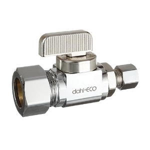 dahl 511-33-30-BAG dahal-Eco™ mini-ball™ Straight Supply Stop, 5/8 x 1/4 in Nominal, Compression End Style, 250 psi Pressure, Brass Body, Polished Chrome