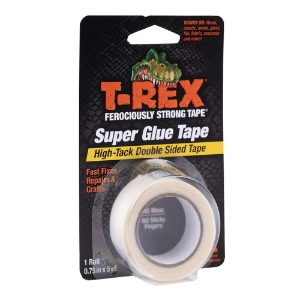 Shurtape® 286853 T-Rex® Double Sided Super Glue Tape with High-Tack Acrylic Adhesive, Clear, .75 in x 5 yd
