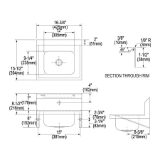 Elkay® CHS1716SACC Handwash Sink Package, 16-3/4 in W x 13 in D x 16-3/4 in H, Wall Mount, Stainless Steel, Buffed Satin