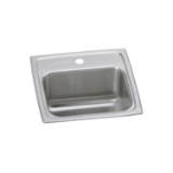 Elkay® BLR151 Bar Sink, Lustertone™, Lustrous Satin, Squared Shape, 12 in L x 9-1/4 in W x 7 in D Bowl, 1 Faucet Hole, 15 in L x 15 in W x 7-1/8 in H, Top Mount, 18 ga 304 Stainless Steel