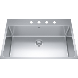 Kindred BSL2233-9-4N Brookmore 32.9-in LR x 22.1-in FB x 9-in DP Drop-In Single Bowl Stainless Steel Sink