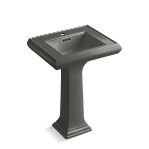 Kohler® 2238-1-58 Memoirs® Bathroom Sink Basin With Overflow Drain, Rectangular Shape, 24 in W x 19-3/4 in D x 34-3/8 in H, Pedestal Mount, Fireclay, Thunder™ Gray