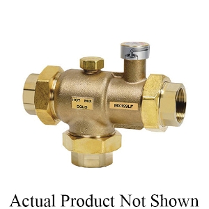 Resideo Braukmann MX130LF/U MX Series Large Flow Proportional Thermostatic Mixing/Diverting Valve, 2 in, NPT, 30 psi, Brass/Stainless Steel Body