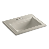 Memoirs® Elegant Self-Rimming Bathroom Sink With Overflow, Rectangular, 4 in Faucet Hole Spacing, 22-3/4 in W x 18 in D x 8-7/8 in H, Drop-In Mount, Vitreous China, Sandbar
