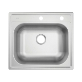 Moen® GS201962BQ Sink, Brushed Satin Stainless, 21 in L x 15-3/4 in W x 7 in D Bowl, 2 Faucet Holes, 25 in L x 22 in W, Drop-In Mount, 20 ga Stainless Steel