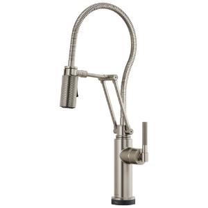Brizo® 64143LF-SS Litze® Articulating Kitchen Faucet with Finished Hose, 1.8 gpm Flow Rate, Stainless Steel, 1 Handle, 1 Faucet Hole, Traditional, Commercial