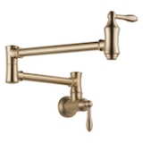 DELTA® 1177LF-CZ Traditional Pot Filler Faucet, 4 gpm Flow Rate, Swivel Spout, Champagne Bronze, 2 Handles