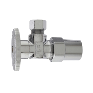 PlumbPak® 2880PCLF High Quality 1/4 Turn Angle Valve, 1/2 x 3/8 in Nominal, CPVC x Compression End Style, Solid Brass Body, Polished Chrome