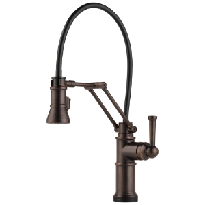 Brizo® 64225LF-RB Artesso® Articulating Kitchen Faucet, 1.8 gpm Flow Rate, 8 in Center, Swivel Spout, Venetian Bronze, 1 Handle
